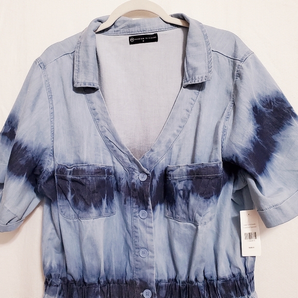 Fashion To Figure Indigo Tiedye Romper NEW - Picture 4 of 13